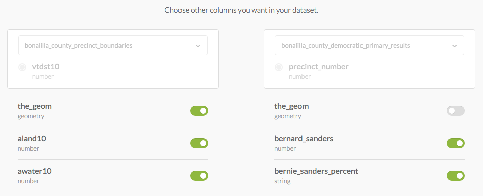 Selecting columns